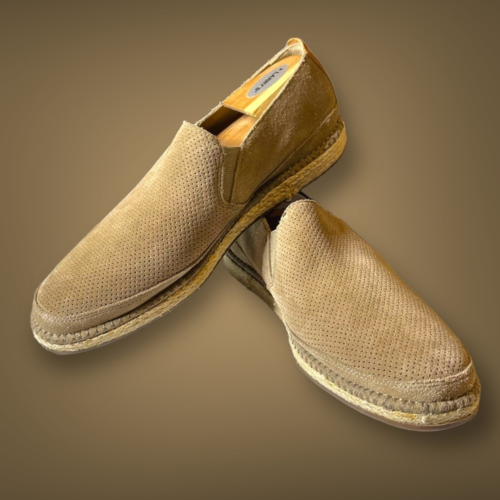 H.S. Trask Braxton Perf English Suede Hemp Leather Loafers Vibram Soles Mens 9.5
